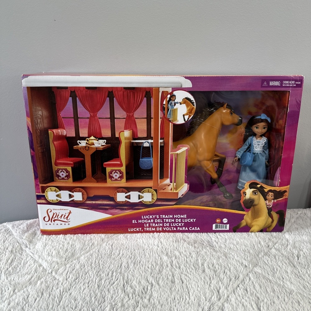 Spirit Untamed Lucky's Train Home Playset with Lucky‎ Doll, Train & Figure Set